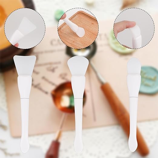 Seal Wax Stamp Scraper Spoon Tools for Silicone Crafts Sealing Wax Utensil Cleaner Sector and Tongue Shape Spatula Lacquer Seal DIY Mold