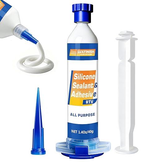 RTV Silicone Sealant Adhesive – 100% Waterproof Silicone Caulk for Automotive, Window, Bathroom, Kitchen – High Bond, Shrink & Crack Resistant – White(1.4oz/40g)