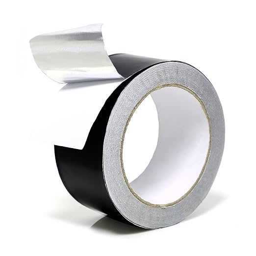 Black Aluminum Foil Tape 2 in x 65 Feet 3.94 Mil Hot & Cold Shield Resistant Black Foil Tape HVAC Sealing & Patching Hot Cold Air Duct Tape for Pipe, Metal Repair, HVAC, Air Ducts, Insulation