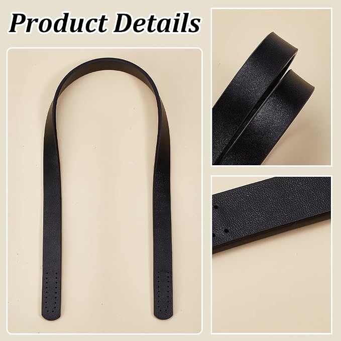 PH PandaHall 1 Pair(2pcs) Imitation Leather Purse Handles 23” Sew On Bag Handles Purse Handbags Strap Replacement for Purse Handbag Shoulder Crossbody Tote Bag Making Supplies, Black