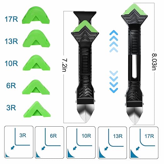 Silicone Caulking Tool,5 in1 caulk remover tool with Grout Scraper,caulking tool kit，Adhesive Residue Scraper Seam Repair Tool Kit for Kitchen Bathroom