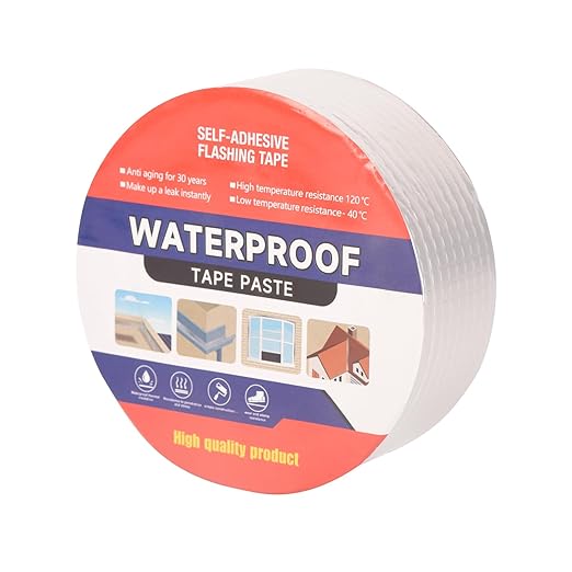 2" W X 32.8'L Waterproof Tape for Leaks Aluminum Butyl Tape with Adhesive for RV Repair, Glass Repairs, Air Mattress Patch, Window Caulking, Boat Sealing, Roof Patching