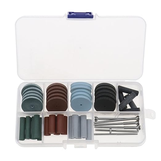 46PCS Polishing Wheels Kit 20PCS Silicone Rubber Polishing Wheels & 20PCS Polishing Particle & 6PCS Mandrel Shank for Jewelry Making Woodworking & Wood Carving