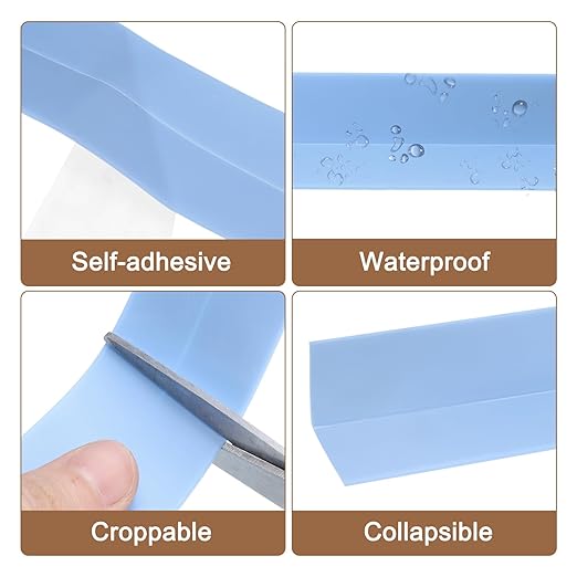 uxcell 4 Rolls Beige Caulk Sealant Strip Waterproof Self Adhesive 0.87"" x 10.5Ft Toilet Caulk Tape, Bathtub Caulk Sealing Strip for Kitchen Countertop, Sink, and Floor Edge Protector, 2.2cm