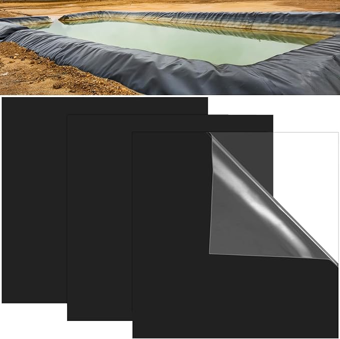 3 Pcs 8 x 8 Inches Pond Liner Repair Patch Self-Adhesive EPDM Liner Repair Patch Kit Thickened EPDM Pond Liner Seam for Garden Pond Patch Cover Liner Repair