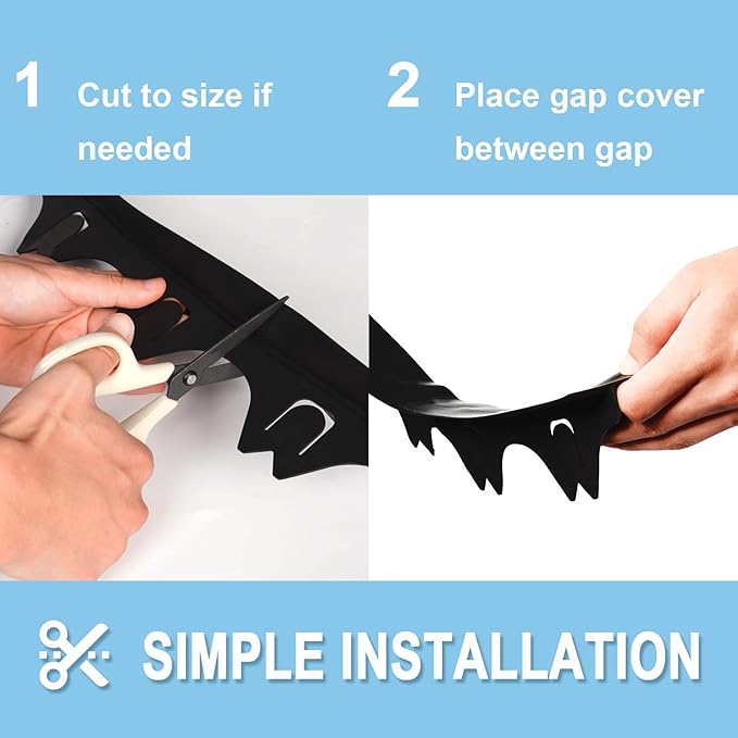 Silicone Stove Gap Covers with Stainless Steel, Oven Gap Filler Seals Gaps Between Stovetop and Counter, Stove Gap Guards Range Trim Kit, Easy to Clean Stove Gap Guard (2 Pack,20.87")