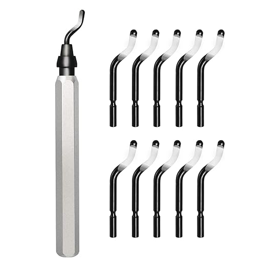 11-Blade Deburring Tool for 3D Printing, Premium High-Speed Steel Blades for Smooth Edge Finishing - Ideal for HVAC, Metal & Resin & Professional Conduit Reaming, 3D Printer Accessories