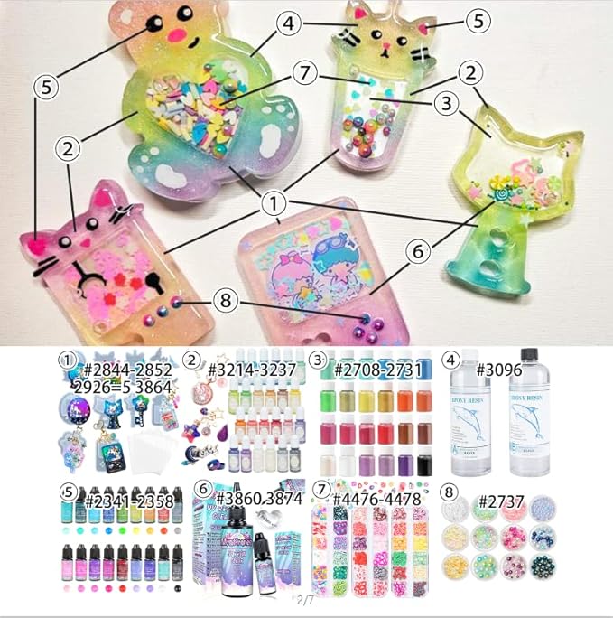 Resin Shaker Molds Set Game Consoles, Bottle, Cat's Paw, Crystal Ball 10 Silicone Trays with 5 Seal Films