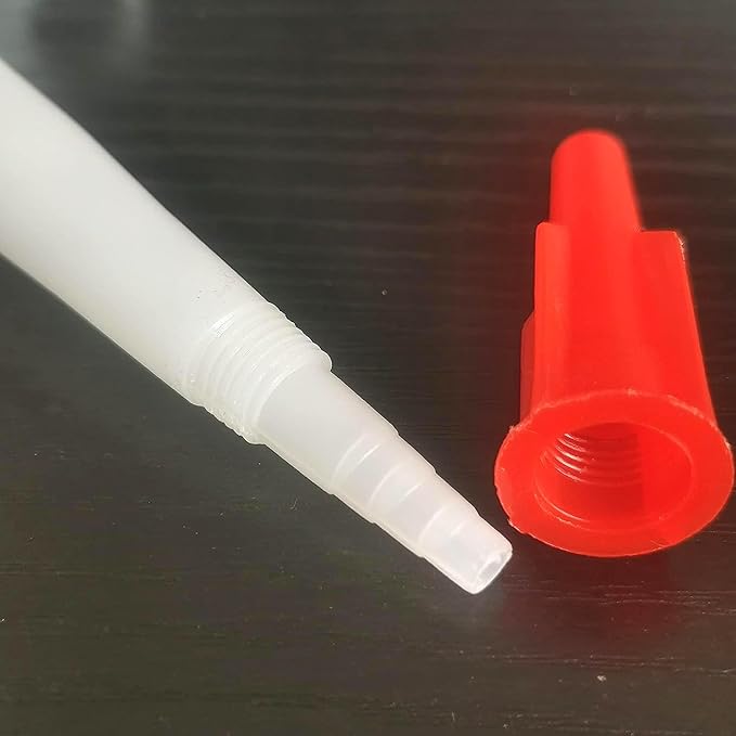 12 pcs Plastic Caulking Gun extender Caulk Nozzle Tip Tool for Caulking Gun each with a red cover Can protect the remaining glass glue from solidifying easily Used for Caulking Gun