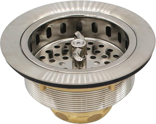 Westbrass Wing Nut Style Large Kitchen Sink Basket Strainer, Stainless Steel, D213-20