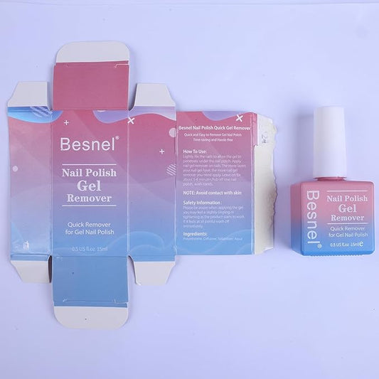 Gel Nail Polish Remover, Professional Gel Polish Remover for Nails Non-Irritating Easily & Quickly Remove Nail Polish, Gel Remover Tools Kit Nail File Cuticle Pusher Nail File Grit