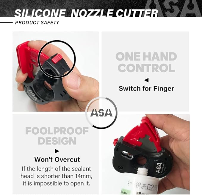 Stainless Steel Blade,ASA Silicone Cartridge Tip Cutter,Sealant Nozzle Cutter,Silicone Caulking Tube Snips,Caulk Opener,Acid-Resistant utility knife,Caulking Gun Accessories,Adhesive Accelerators