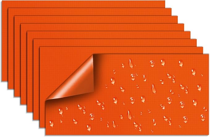 Self-Adhesive Nylon Patches Tent Repair Kit – Outdoor Gear Tenacious Repair Tape, Waterproof Fabric Patches for Clothes, Tent, Down Jacket, Backpack (8pcs, Orange