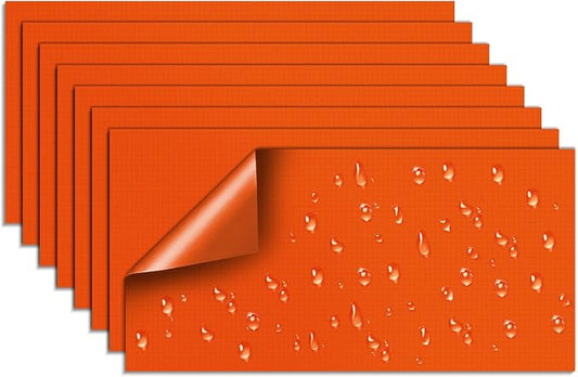 Self-Adhesive Nylon Patches Tent Repair Kit – Outdoor Gear Tenacious Repair Tape, Waterproof Fabric Patches for Clothes, Tent, Down Jacket, Backpack (8pcs, Orange