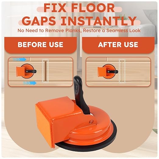 Floor Gap Fixer Tool, Laminate Flooring Leveling Suction Cup Repair Kit for Floating Vinyl Plank Fixing Wood Close Gaps, Heavy Duty Iron Grabber for Smooth Surface Tile Installation