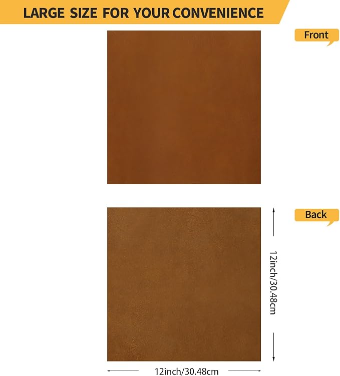 RingSun Bourbon Brown 12''X12'' Leather Sheets for Leather Crafts (2mm), Full Grain Leather Tooling Leather
