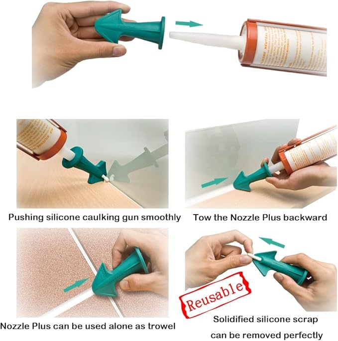 ORXPLUS Tools Caulking Gun Nozzle Adapter, Reusable Applicator, Silicone Caulking Tools(6.5R, 10R, 13R) w/Caulk Saver