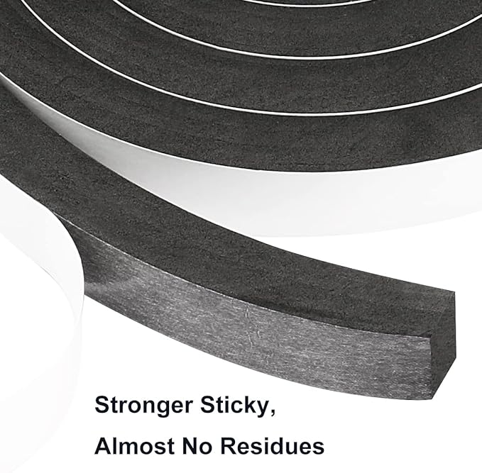 2 Rolls Foam Tape Weather Stripping Door Seal, 1'' W x 3/4'' T High Density Seal Strip Weather Stripping, Adhesive Weather Strip Total 16.5 Feet Long