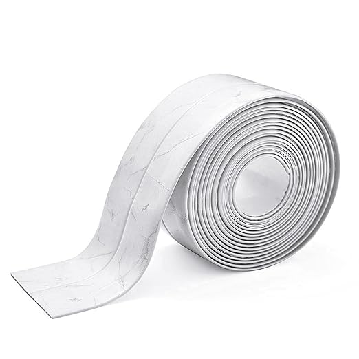 White Waterproof Caulk Tape PVC Self Adhesive Caulk Strip Joint Adhesive Shower Bathtub Joint Strip Bathroom Sealing Tape Kitchen Sealing Tape and Shower Tile Sealant