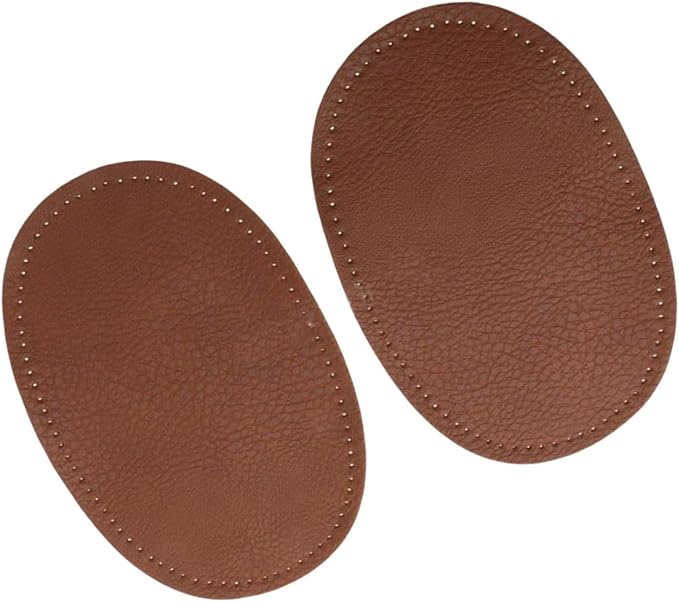 BeeSpring 2 Pieces Pu Leather Patch Sew on Patches Repir Elbow Knee for Clothes Clothing Accessories - Coffee Colour
