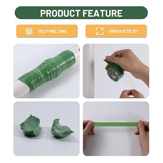 2-Pack Green Silicone Tape (20 Ft Total) - Flexible Grip Tape for Sport Rackets & Fishing Rods - Leak Seal Repair for Irrigation Pipes - Easy-Peel Liner, 1 Inch x 10 Feet