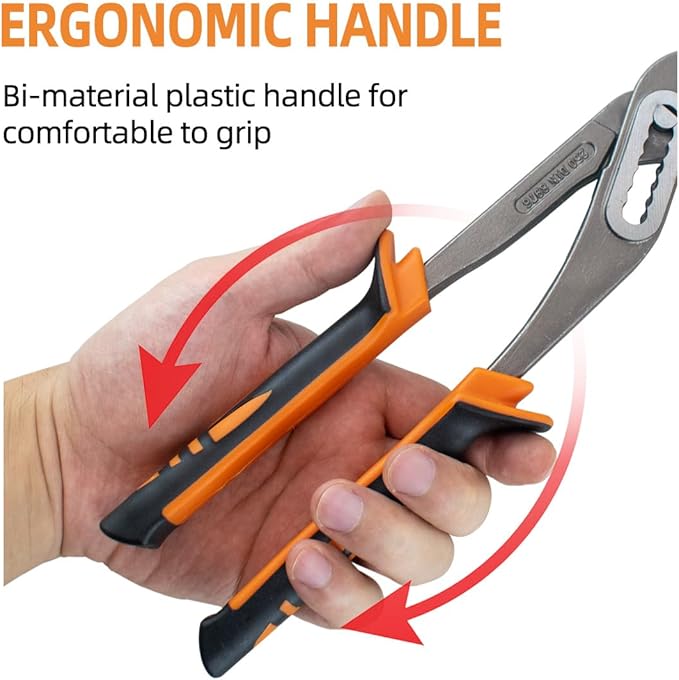 6-Piece Large Pilers and Wrench Set,8" & 10" Groove Joint Pliers,8" & 12" Adjustable Wrench with 8 Inch Long Nose and Lineman's Pliers for Home Use and DIY Project