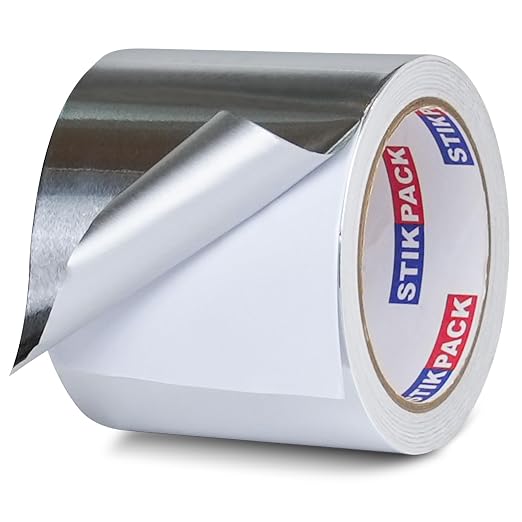 Aluminum Foil Tape 4 inch x 60ft (20 Yards) Heavy Duty HVAC Duct Tape for Ductwork – High Temperature Silver Foil Tape for Insulation, Metal Repair, Exhaust Sealing & Patching