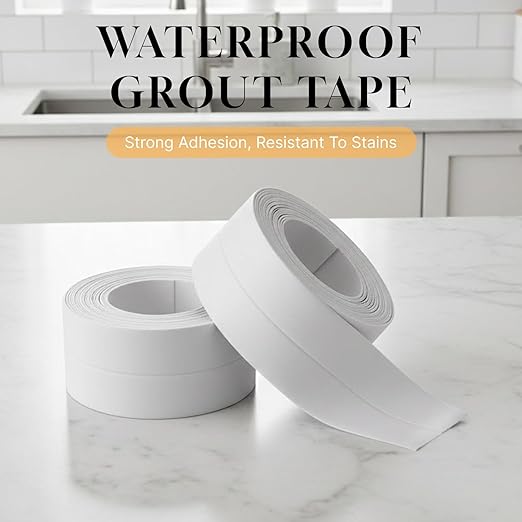 White Caulk Tape Waterproof Self Adhesive, Peel & Stick Sealant Strip for Toilet, Bathtub, Shower & Floor Tile