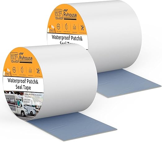 Waterproof Patch and Seal Tape, 4" x 13 ft, UV Protective Extra Thick Sealant Tape for RV Roof Leak Repair, Permanent Bond for Cracks, Tears, Holes – Weatherproof for Camper Trailer Boat Tent