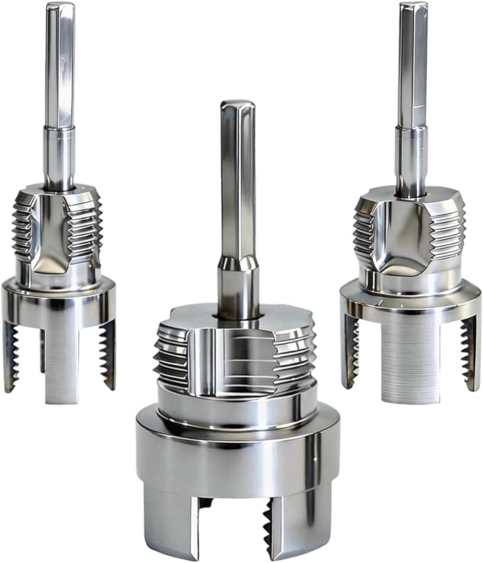 3pcs Pvc Pipe Threader,Dual-Function Internal & External Pipe Threading Tool, High-Quality Thread Cutter For 1/2"&3/4"&1" Plastic Pipes, Drill Compatible Threader For Plumbing Repairs (silver)