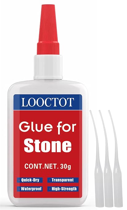 LOOCTOT 30g Stone Glue,Marble Glue,Super Instant Glue Bonding Between Stones,Glue for Granite,Artificial Stone and Tile Products Repair,Waterproof Clear