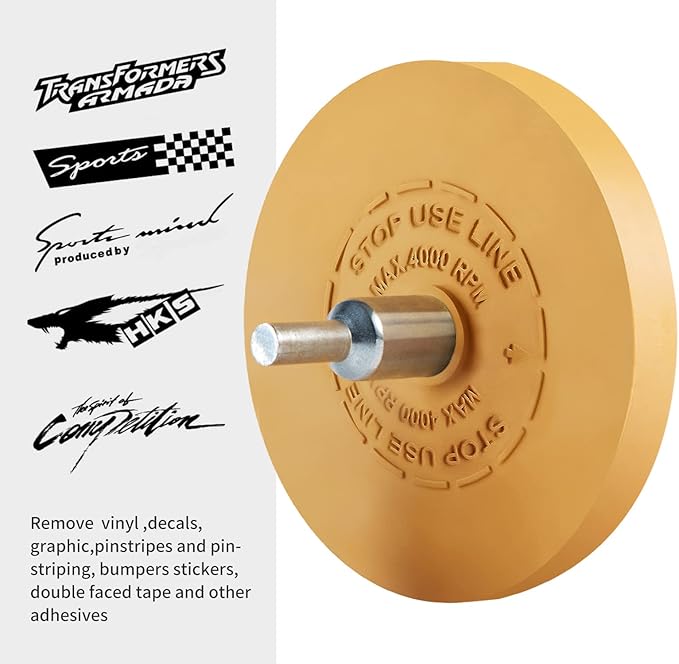 4 Pack Decal Remover Eraser Wheel Rubber Eraser Wheel Adhesive Remover Wheel for Cars Sticker Remover Tool Removes Pinstripe Stripe Vinyl Tape and Graphic