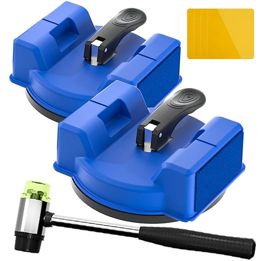 2PCS Floor Gap Fixer Tool, Dual-Side Striking Vacuum Suction Plank Gap Repair Kit with Grip Pads, Quick Fix for Laminate, LVP, Hardwood, Engineered Wood & Tile Floor Expansion Joints