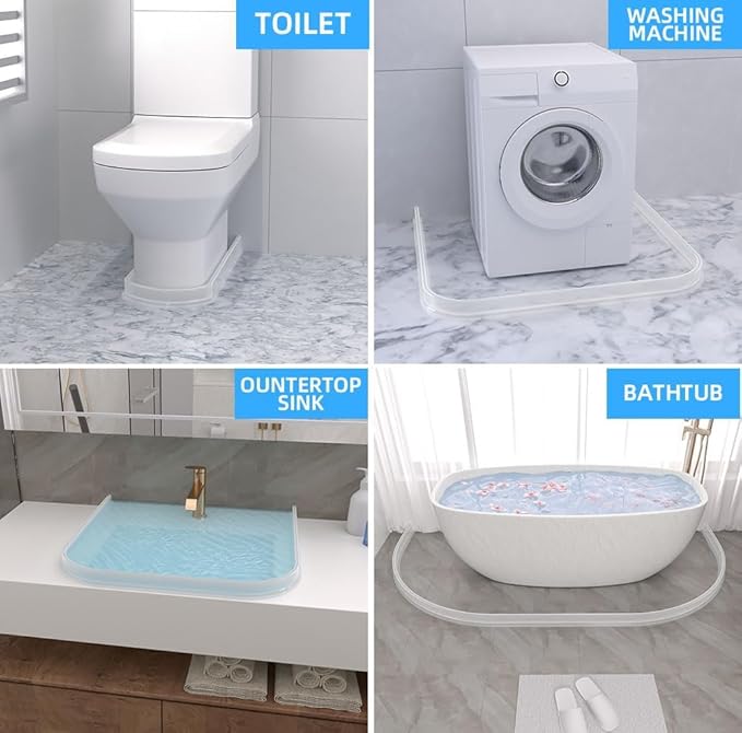 Duzzy 39 Inch Shower Threshold Water Dam, Shower Water Guard to Keep Water in Shower, Shower Water Stopper Dry and Wet Separation Suitable for Bathroom and Kitchen (Clear)