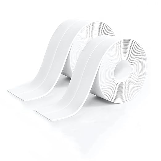 Caulk Tape - Updated Enhanced Adhesive, Caulk Tapes Waterproof Self Adhesive, Traditional Caulking Sealant Replacement, Caulking Strips for Toilet, Bathroom, Sink, Bathtub, Floor Wall Edge Protector