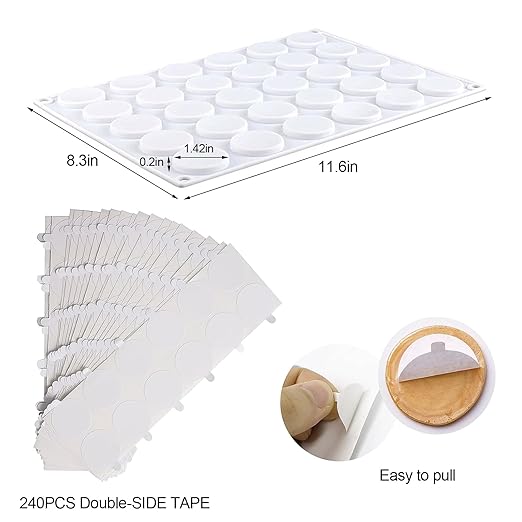 Silicone Mat for Wax Seal Stamp, Wax Seal Kit, 30-Cavity Wax Sealing Mat with 240 Double Sided Adhesive Dots Removable Sticky Dots for DIY Craft Adhesive Waxing (Wax Seal Kit)
