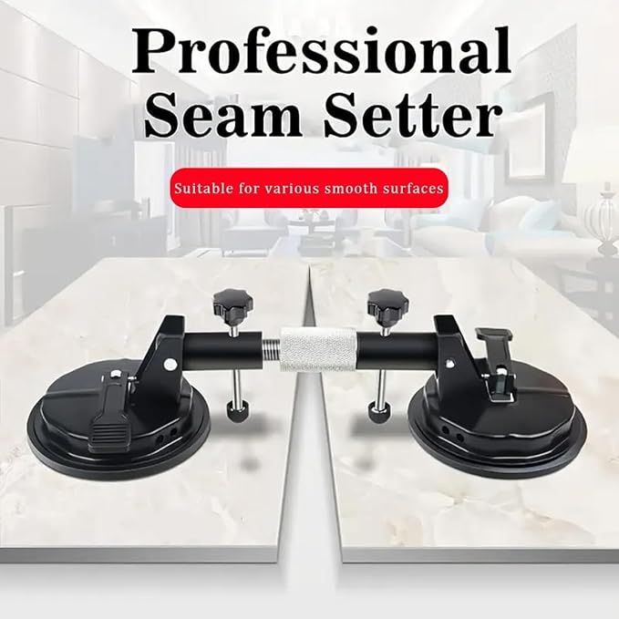 Laminate Floor Gap Fixer Tool - Professional Countertop Alignment Clamps with Adjustable Vacuum Suction - Seam Setter & Gap Repair Tool for Granite, Marble, Stone Slab & Glass (Black)