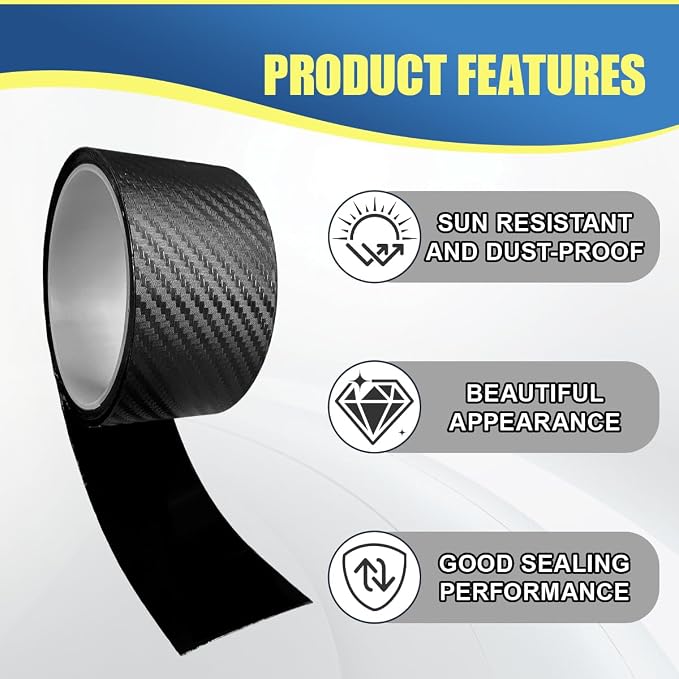 Car Sunroof Seal Strip, Waterproof Carbon Fiber Car Roof Window Edge Sealant Tape, Self-Adhesive Auto Weather Stripping, Vehicle Sunroof Leak-Proof Protection Trim for Trucks, SUVs (3M-9.8Ft)