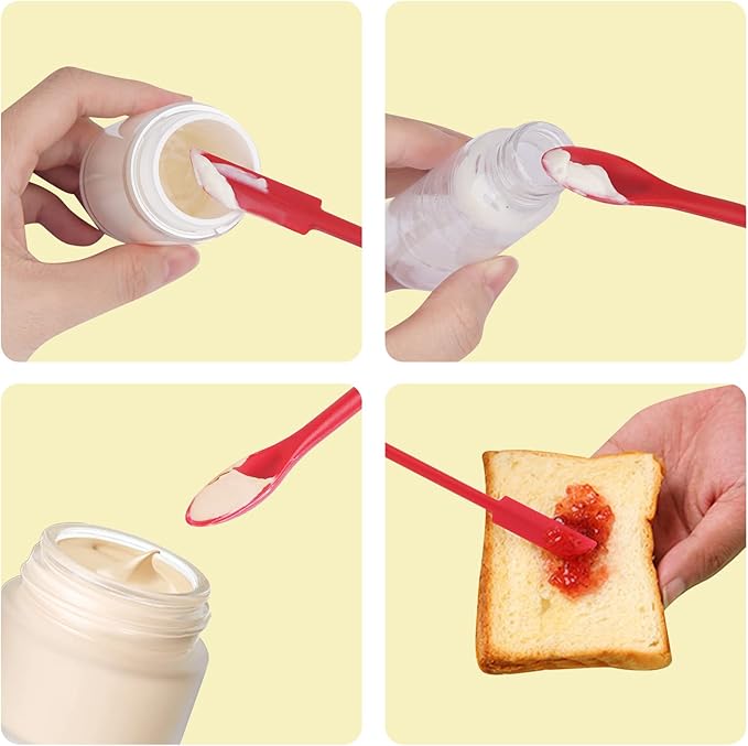 Mini Spatula Silicone Spatula Set - Cuttte 2pcs Small Makeup Scrapers for Cosmetics, Reusable Beauty Tiny Tools, Thin Jar Scraper, Get Last of Makeup Out, Black and Red