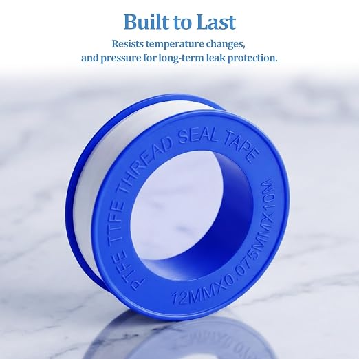 6 Pack PTFE Plumbers Tape Professional Thread Seal Tape for Pipe Sealing, Teflon Tape for Plumbing Leak Prevention, Suitable for Home, Office, and Industrial Use (1/2" x 393")