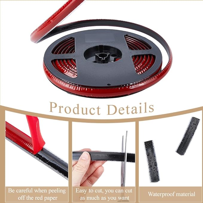 GORGECRAFT 5.5 Yard Self Adhesive Caulk Strip 0.6 Inch Black Waterproof Ceramic Tile Peel and Stick Caulk Tape Roll Flexible Triangle Molding Trim Strip Sealing Gap Tape for Shower Bathtub Bathroom
