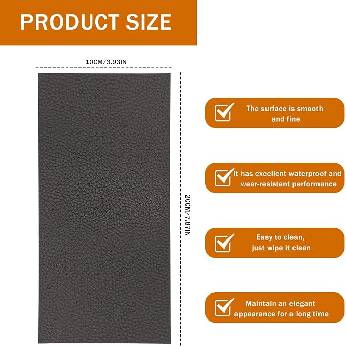 2PCS Vinyl and Leather Repair Kit, Leather Car Seat Repair Kit, 4 x 8 Inch Self Adhesive Waterproof Automotive Seat Patch, Car Fabric Sofa Vinyl Tape for Vehicles, Couches, Furniture (Gray)