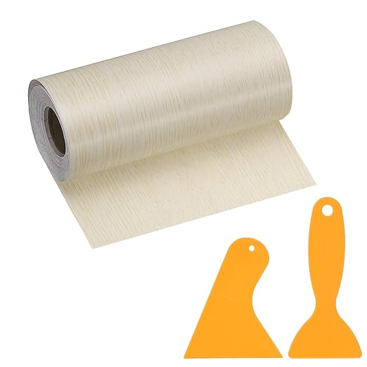 PATIKIL Wood Grain Repair Tape, 5" x 33' Self Adhesive Realistic Wood Tape with Scraper Durable Repair Patch for Furniture Floor Window Door Table DIY Home Decor, White Oak