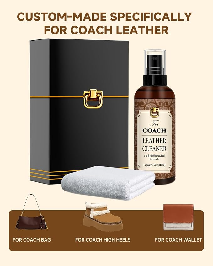 Leather Cleaner Set for Coach, Powerful Stain Removal | Eliminate Stains, Oil, and Dirt, Restores Original Shine to Bags, Non-Toxic Formula, Suitable for Coach Leathers