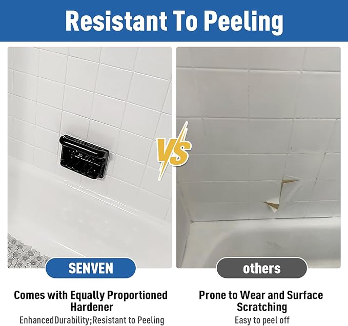 Tub and Tile Paint, Gloss White Tile Paint Refinishing Kit for Bathtub, Sink, Toilet, Bathroom Wall, Floor, Porcelain Acrylic Enamel, Water Based Low Odor, Easy to Use, 21oz, 30-35 sq.ft. Quick-Dry