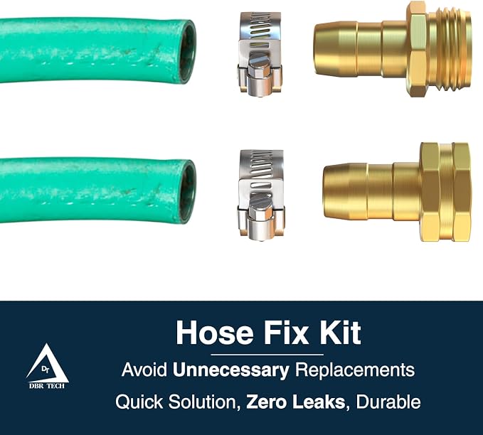 DBR Tech® Garden Hose Repair Kit 5/8” & 3/4" | Heavy Duty Leak-Proof Metal Hose Mender & Connector Set | Male & Female Fittings to Fix Water Hose Ends and Replacement, 2 Set