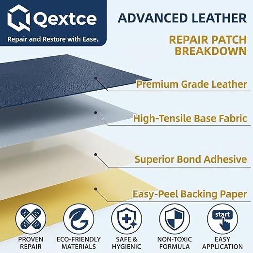 Qextce Leather Repair Patch Tape, Blue, 17x100 Inch | Self-Adhesive, Waterproof, Wear Heat Resistant, Vinyl Leather Repair Kit, For Furniture, Car Seat, Sofa, Couch, Luggage