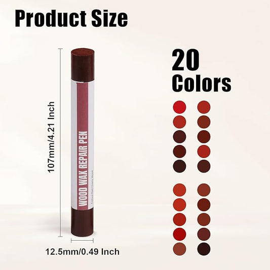 Wood Filler Sticks, 20 Colors Wood Repair Wax Crayons with Scraper, Wood Touch Up Markers for Repairing Scratches, Cracks, Holes in Cabinets, Floors, Tables and Doors[Red Series]