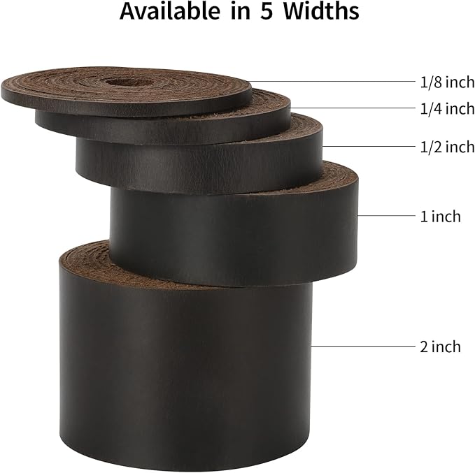 Ringsun 2 Inches Wide Flat Leather Straps for Crafts, Full Grain Leather Strips Cord String for Crafts, Tooling (2mm Thick 72.5 Inches Long Black Coffee)