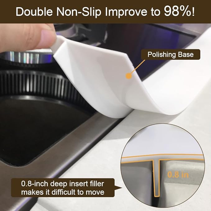 Kitchen Silicone Stove Counter Gap Cover, 25 inch Long & Extra Wide Stove Gap Filler Range Strips 2pcs,Between Oven and Countertop Dishwasher, Dryer,Easy Clean Heat Resistant Gap Guards White